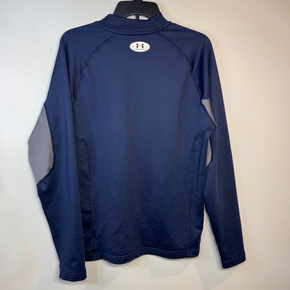 Under Armour ColdGear Mens L Navy Blue Mock Neck Long Sleeve Base Layer Shirt - Picture 6 of 6